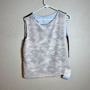 Loyd/Ford Reversible Camo Tank Top Womens Size 4 Black Pink Silk Sleeveless NEW